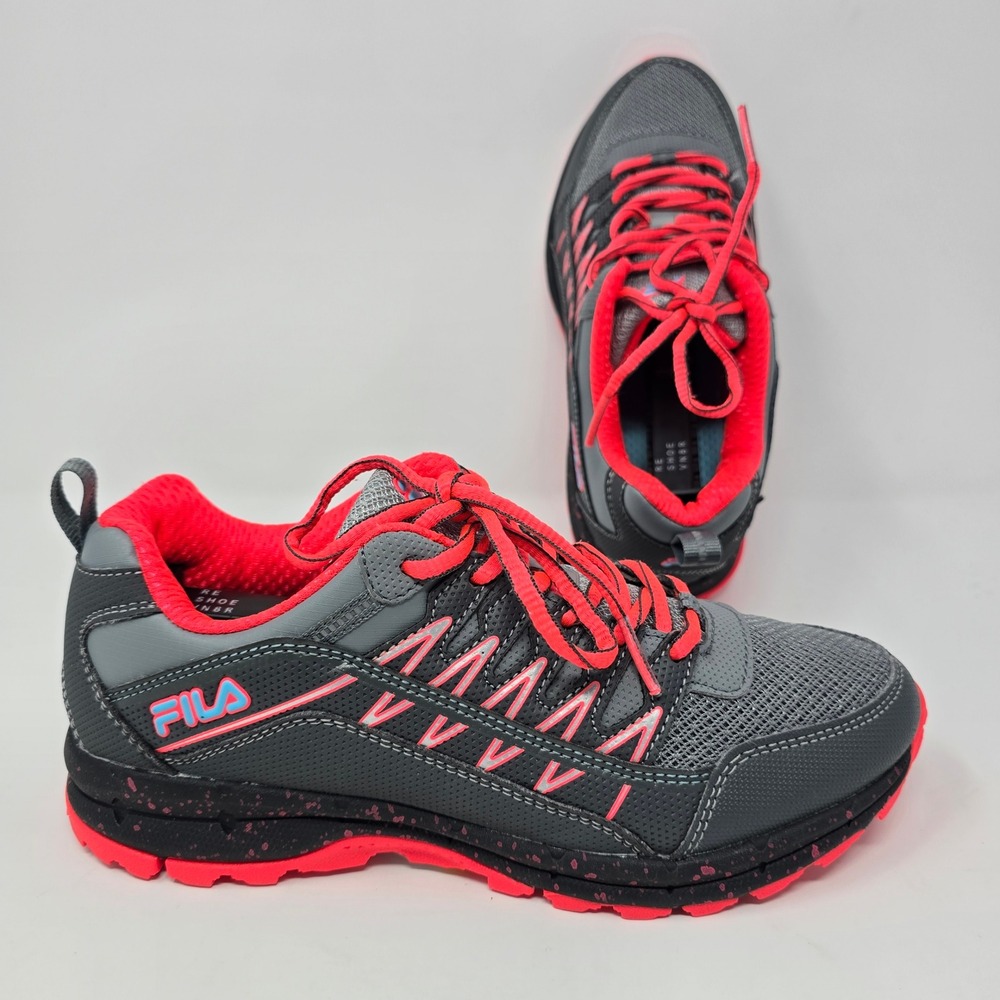 Fila Womens Trail Runningโ Shoes Grey Pink Sneakers 5JM01568-262 Size 6.5
